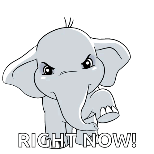 Cartoon Elephant Pointing Right Now GIF