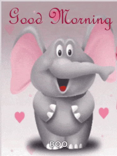 Cartoon Elephant Saying Good Morning Boo GIF