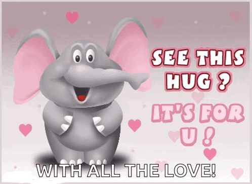 Cartoon Elephant Saying See This Hug
