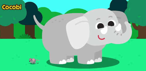 Cartoon Elephant Standing Next to Small Mouse Cocobi