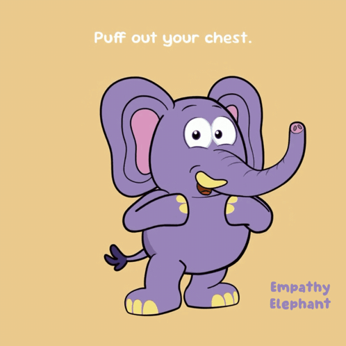 Cartoon Elephant Take a Deep Breath
