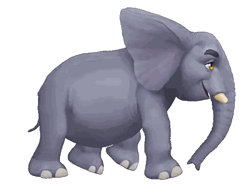 Cartoon Elephant Walking with Yellow Eye
