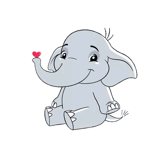 Cartoon Elephant with Red Heart