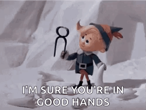 Cartoon Elf Holding Key Saying In Good Hands