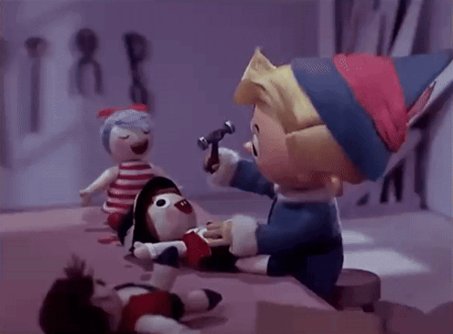 Cartoon Elf Playing With Stuffed Animal