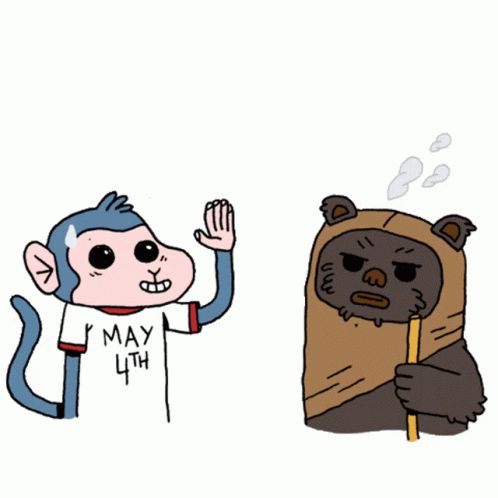 Cartoon Ewok Confused With Monkey GIF