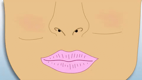 Cartoon Face With Green Leaf In Nose GIF
