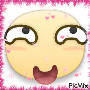 Cartoon Face with Hearts and Tongue Out