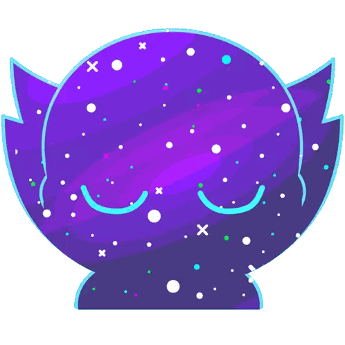 Cartoon Face with Purple Galaxy Background