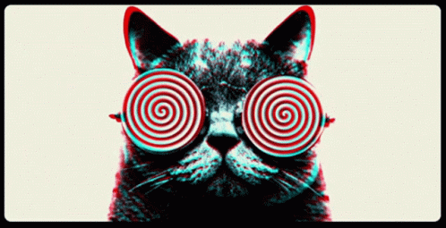 Cartoon Face With Red Circles In Eyes GIF