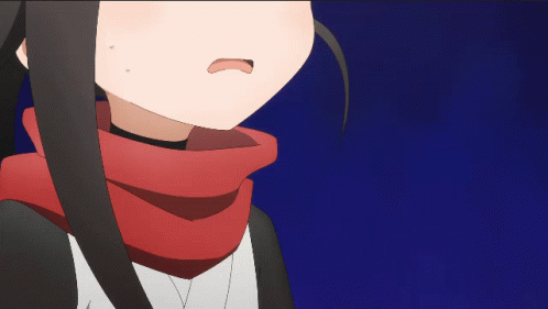 Cartoon Face With Red Scarf Close Up GIF