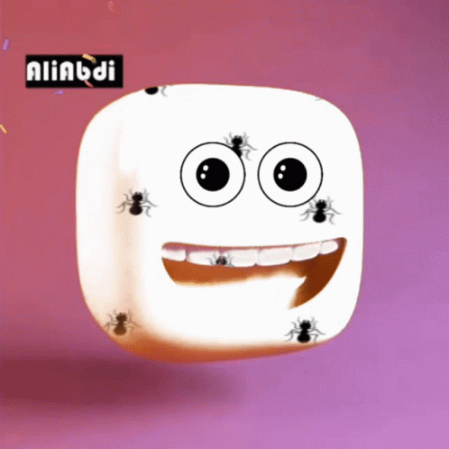 Cartoon Face With Spiders And Aliabidi GIF