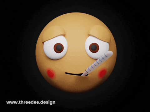 Cartoon Face with Thermometer