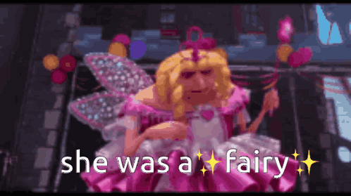 Cartoon Fairy Holding Wand And Balloons GIF