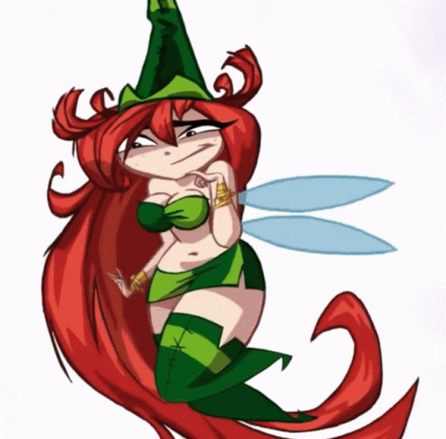 Cartoon Fairy With Long Red Hair and Wings