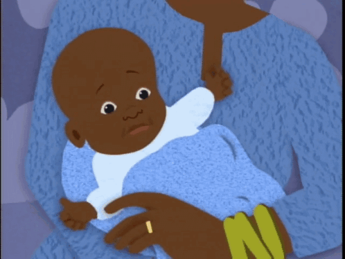 Cartoon Family On Couch With Baby B Bib GIF