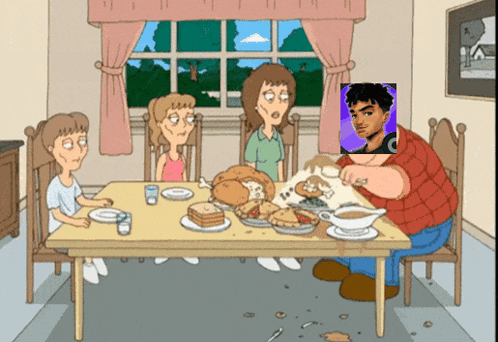 Cartoon Family Sitting Around Table GIF