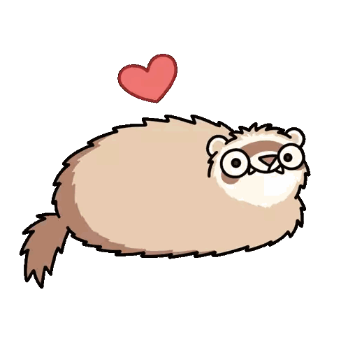 Cartoon Ferret with Red Heart