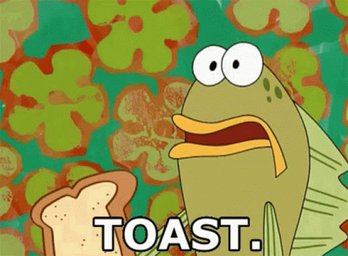 Cartoon Fish Holding Toast GIF