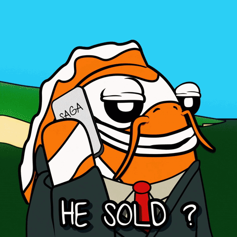 Cartoon Fish In Suit Talking On Phone Saying He Sold GIF