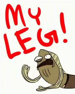 Cartoon Fish Saying My Leg in Red