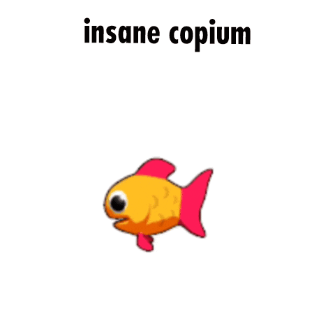 Cartoon Fish With Red Tail Saying Insane Copium