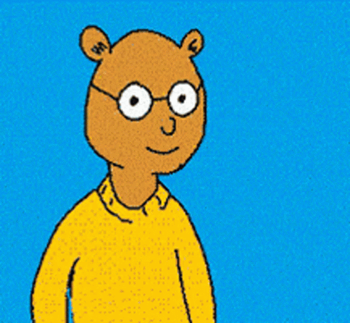 Cartoon Fist In Yellow Sweater And Blue Jeans GIF
