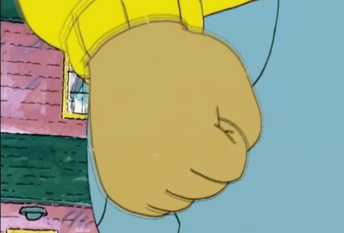 Cartoon Fist With Pink House GIF