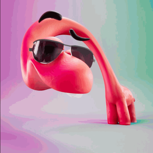 Cartoon Flamingo Wearing Sunglasses
