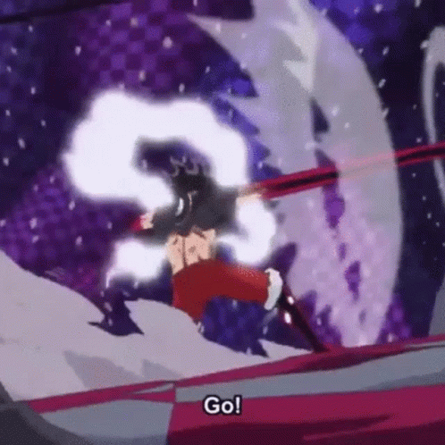 Cartoon Flying With Purple Background Saying Go