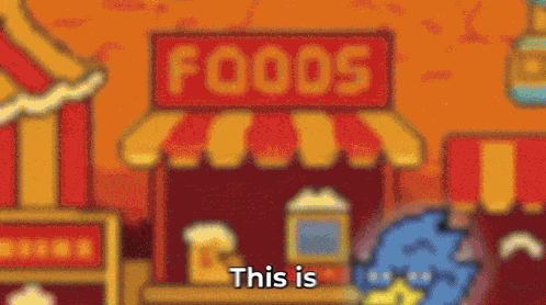 Cartoon Food Store With Sign This Is GIF