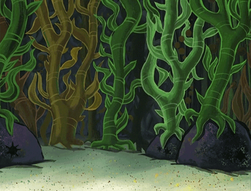 Cartoon Forest Of Seaweed With Rocks GIF