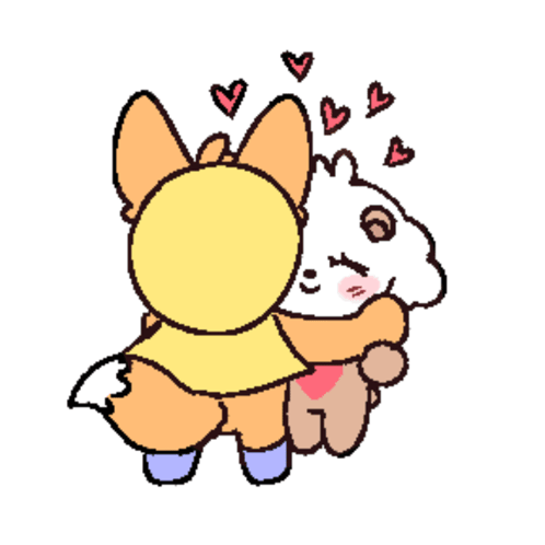 Cartoon Fox and Bear Hugging