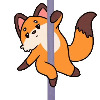 Cartoon Fox Hanging on Pole