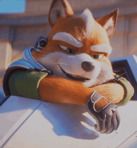 Cartoon Fox in Green Jacket