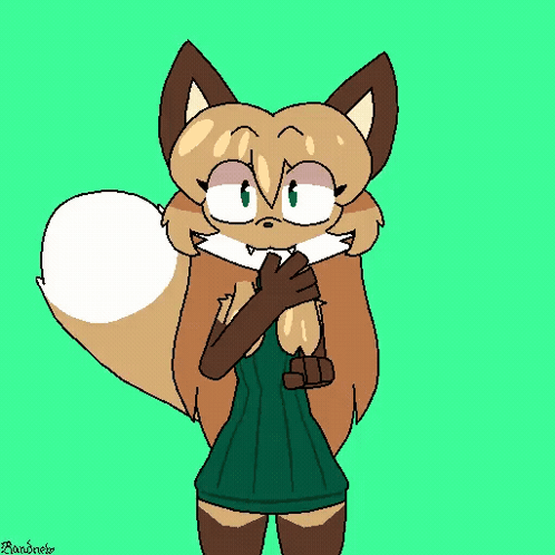 Cartoon Fox in Green Sweater and Stockings