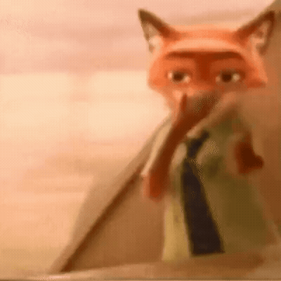 Cartoon Fox in Suit Standing Next to Window