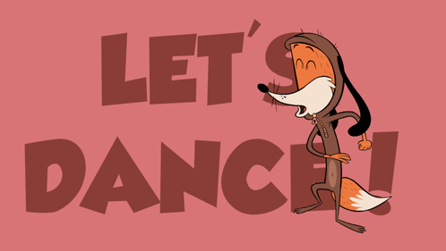 Cartoon Fox On Pink Background Let's Dance GIF