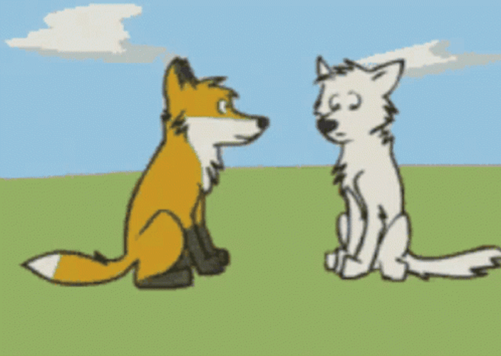 Cartoon Fox Pair Giving Boop GIF
