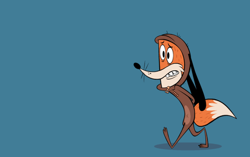 Cartoon Fox Wearing Hat And Collar GIF