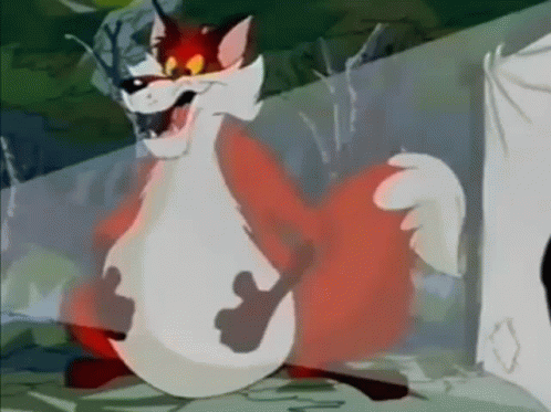 Cartoon Fox with Big Belly Next to Rabbit