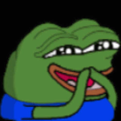 Cartoon Frog Covering Mouth in Blue Shirt