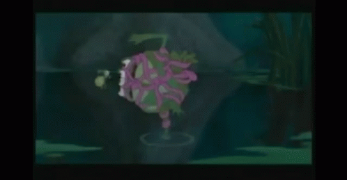 Cartoon Frog Eating Purple Flower Plant GIF
