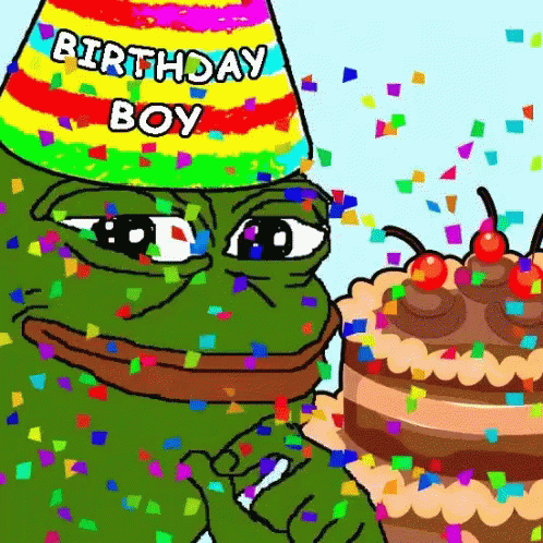 Cartoon Frog Holding Birthday Cake