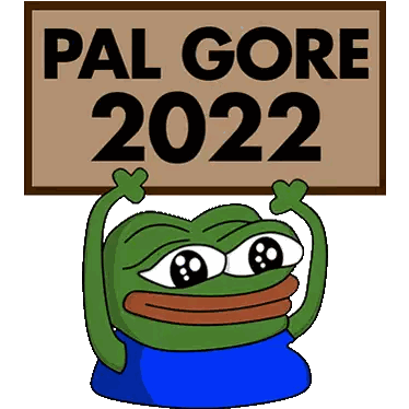 Cartoon Frog Holding Pal Gore 2022 Sign