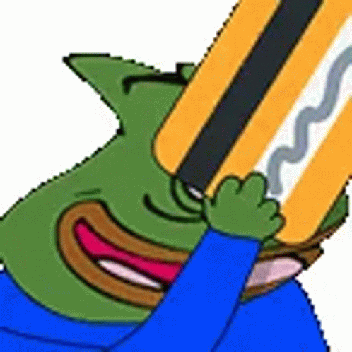 Cartoon Frog Holding Pencil