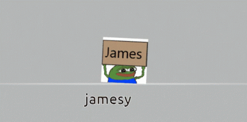 Cartoon Frog Holding Sign Saying Jamesy