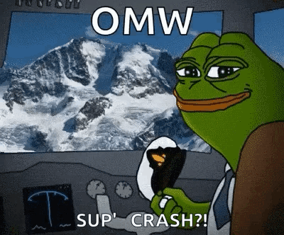 Cartoon Frog Holding Steering Wheel Mountain Range