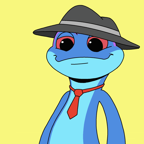 Cartoon Frog In Black Hat And Red Tie GIF