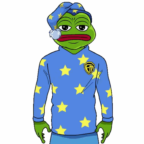 Cartoon Frog in Blue Shirt with Stars